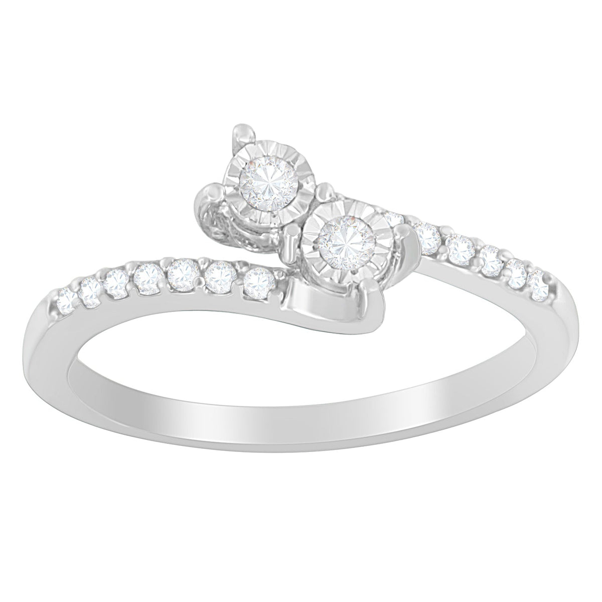 10K White Gold 1/4 Cttw Two-Stone Diamond Bypass Engagement Ring