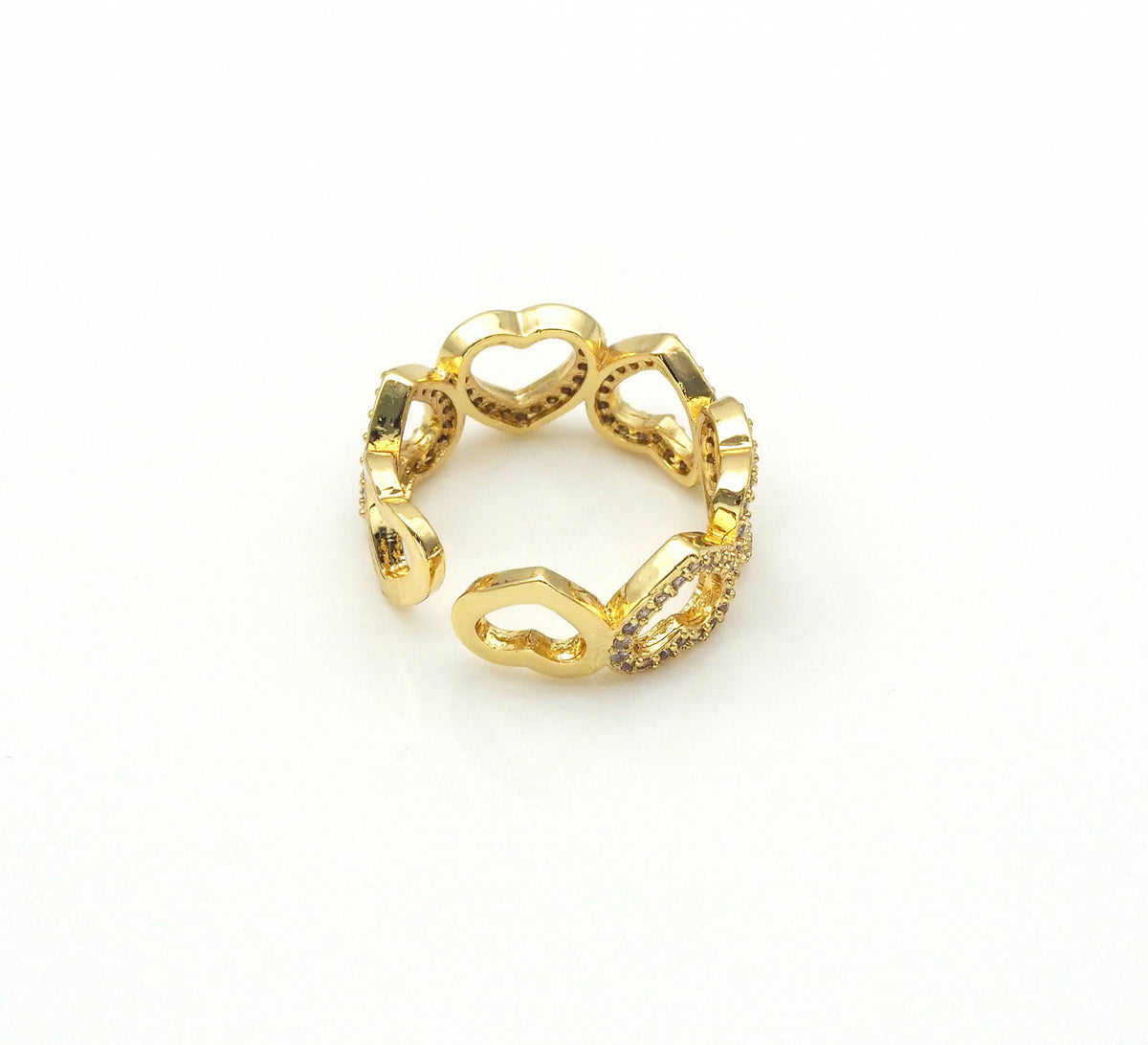 CZ String Open Hearts Ring, Sku#X220