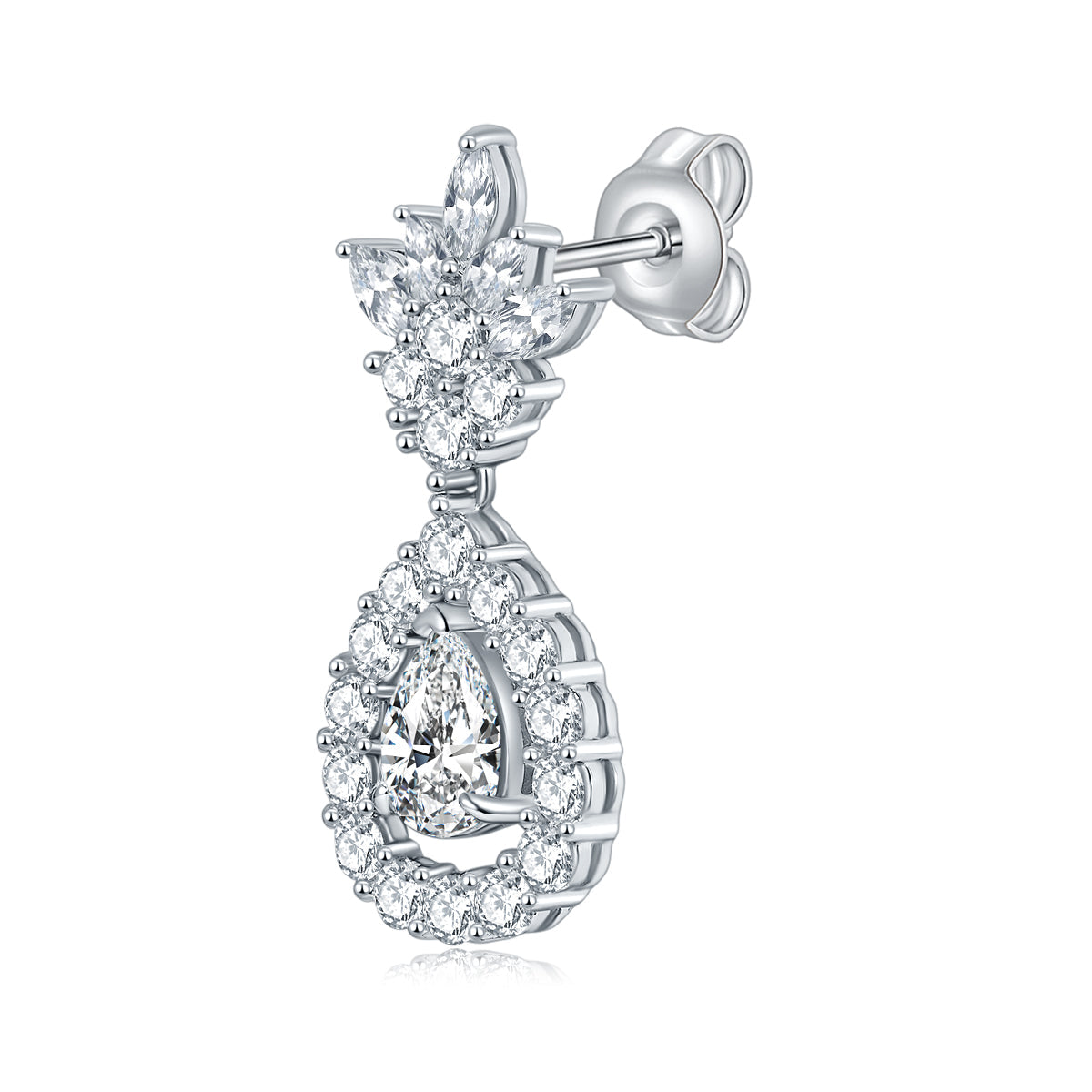 S925 Sterling Silver Pear Cut Moissanite Dangle Earrings  5x7mm Teardrop Cluster Earrings With GRA Certificate Platinum Plated Jewelry Gift Box Set