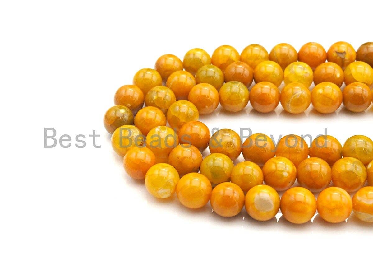 Natural Yellow Fire Agate Beads, 6mm/8mm/10mm Round Faceted Yellow Fire Agate Beads, 15.5" Full Strand, Sku#UA67