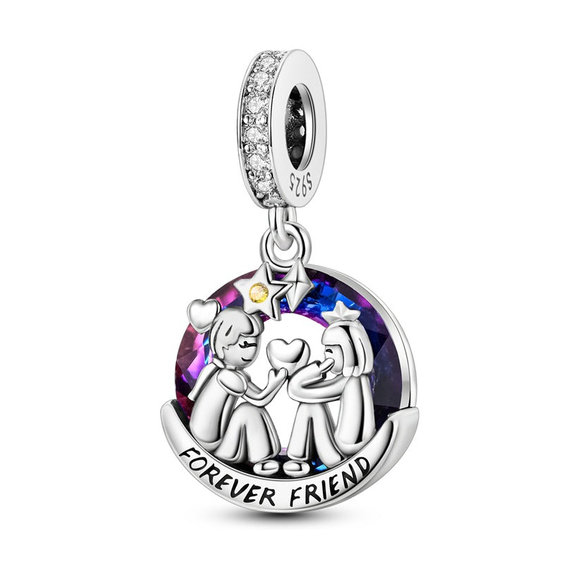 Sisterhood Friendship PendantSilverplated Beaded Heart Bestie Gift