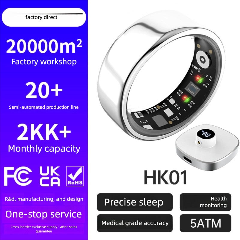 Smart Ring Heart Rate Blood Oxygen Sleep Monitor Step Counter & Female Cycle Tracker