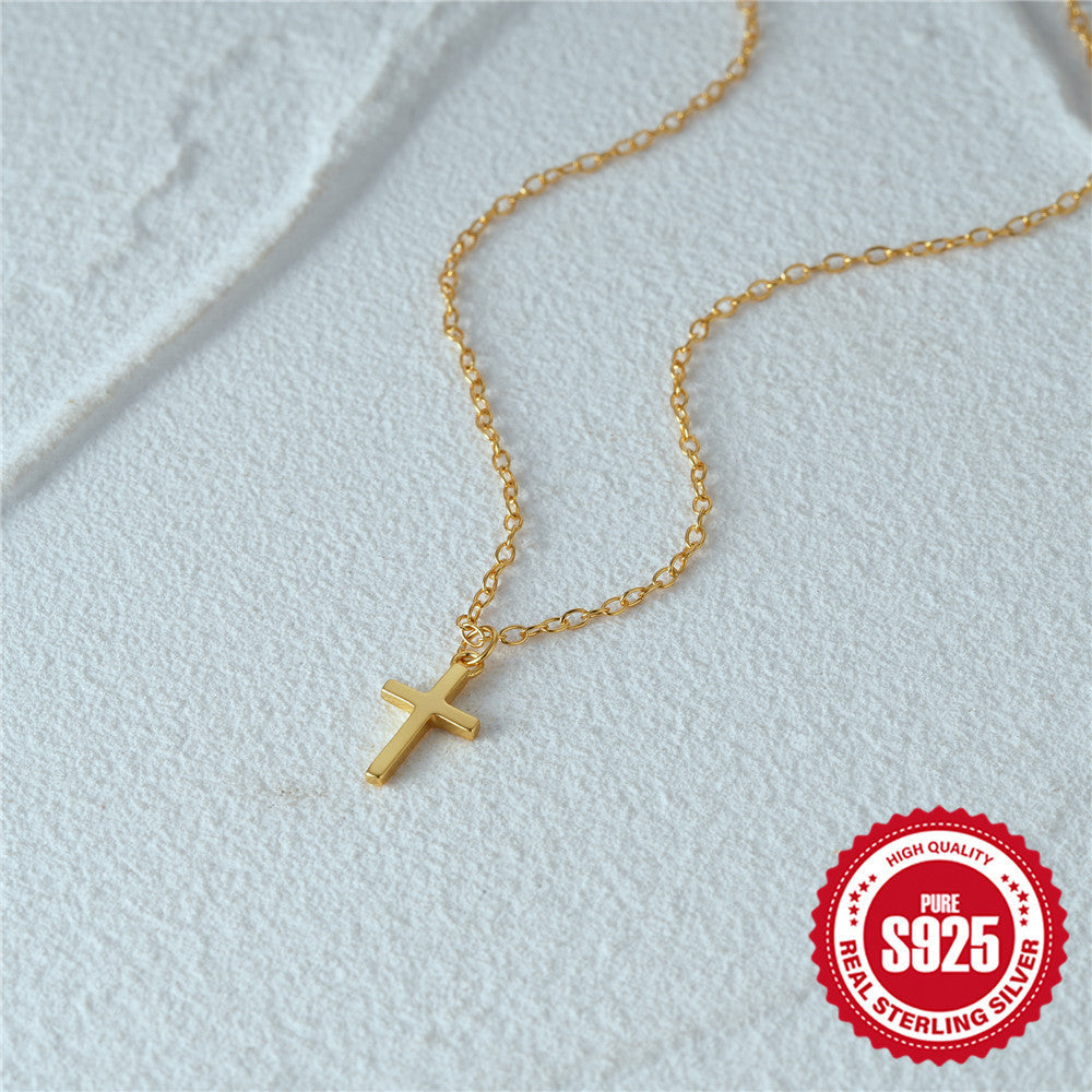 Minimalist S925 Sterling Silver Instagram-Style Scenic Surface Classic Cross