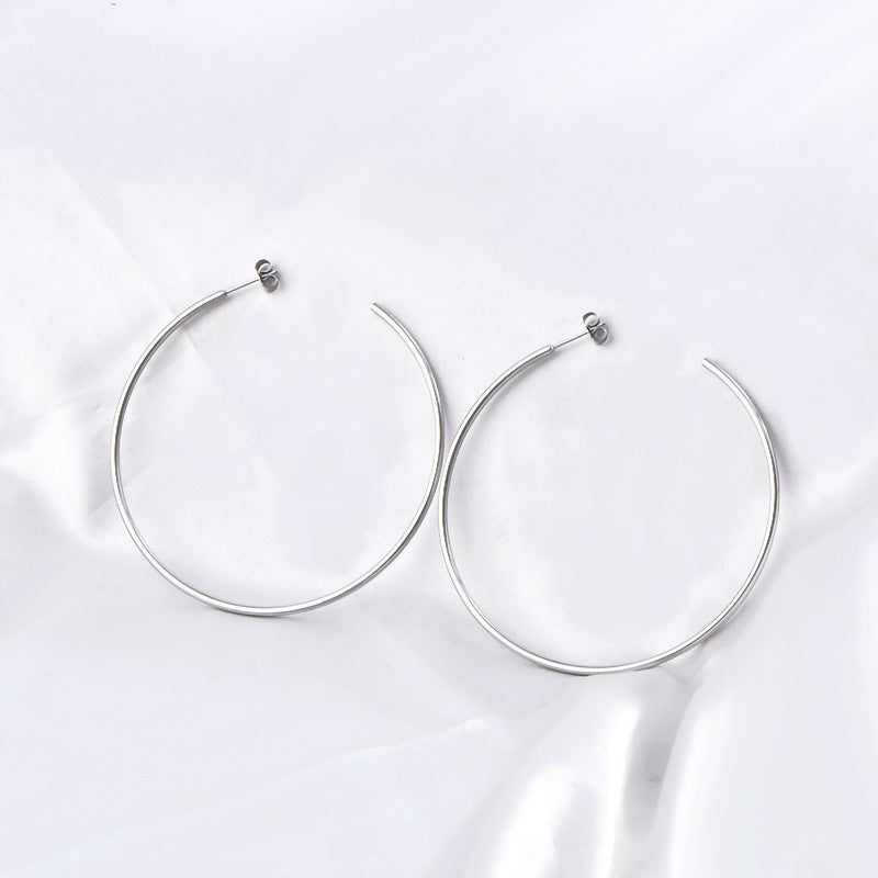 French-style Circular Titanium Steel Minimalist Elegant Earrings