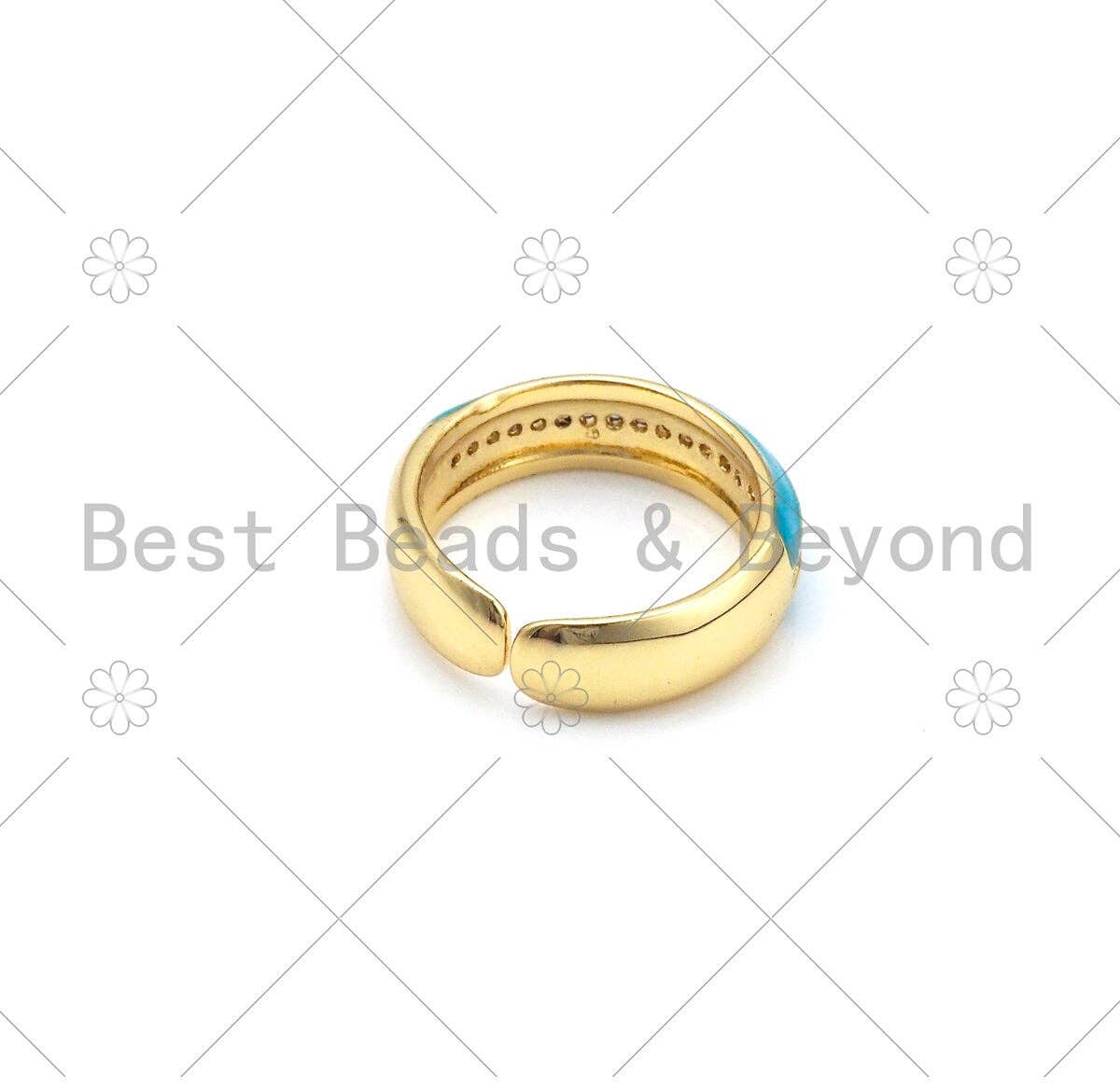 CZ Micro Pave Colorful Enamel Band Adjustable Ring, Sku#X251