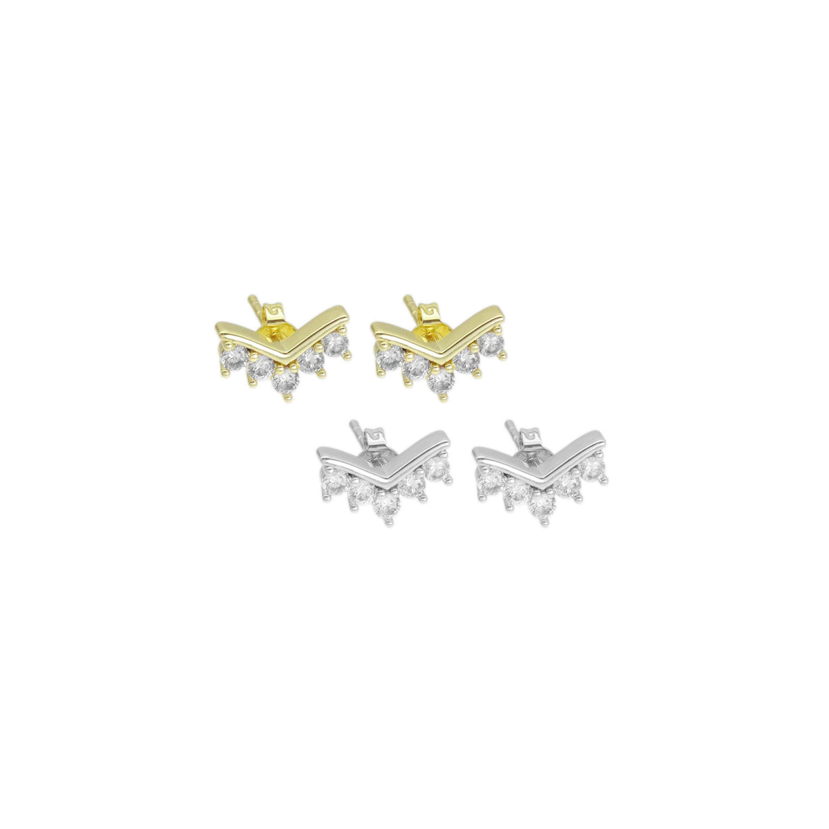 Gold Shape V Wing Shape Stud Earrings, Sku#A167