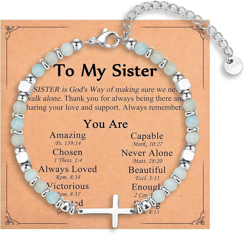 Natural Stainless Steel Cross Beaded Bracelet Card