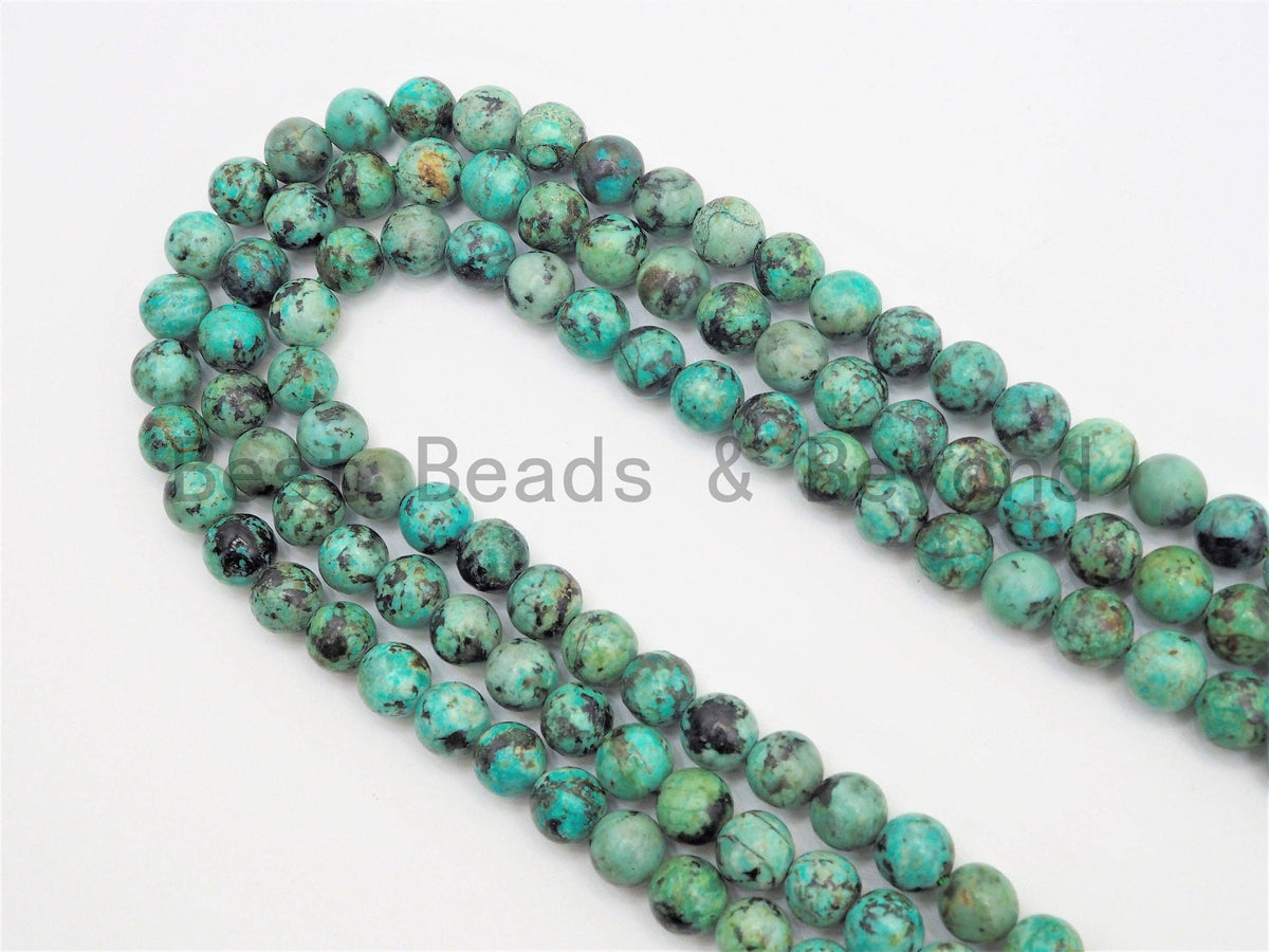 Quality Natural Green African Turquoise Round Smooth Beads, 6mm/8mm beads Finish, Green Gemstone Beads, 15.5inch strand, SKU#U391