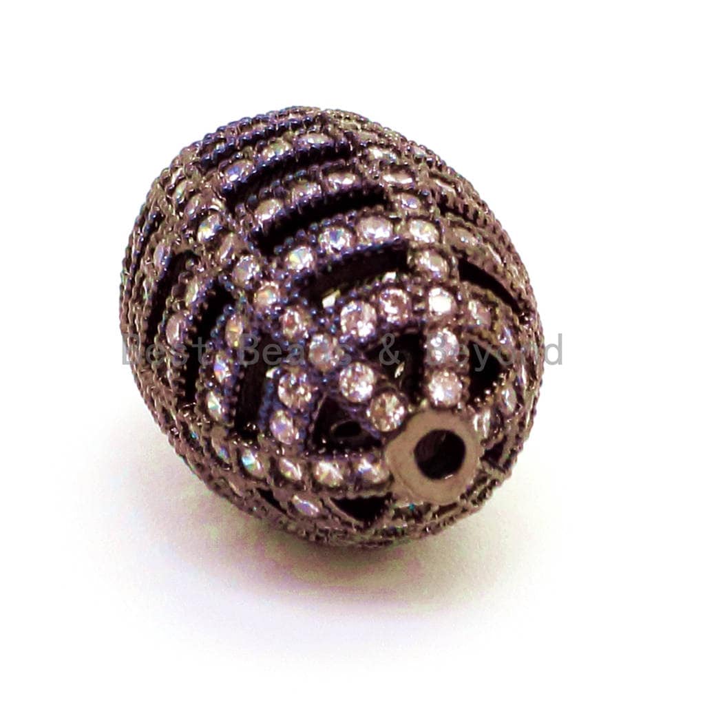 CZ Micro Pave Oval Cage Spacer Beads with Clear Crystal for Bracelet/Necklace, Cubic Zirconia Bracelet Charms, 17x11mm,sku#G54