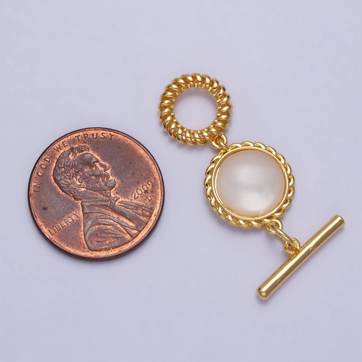 Decorative Pearl OT Clasp for Necklace Bracelet Toggle Clasp Twisted Rope Gold Round Clasp for Jewelry Making Supply Z-063