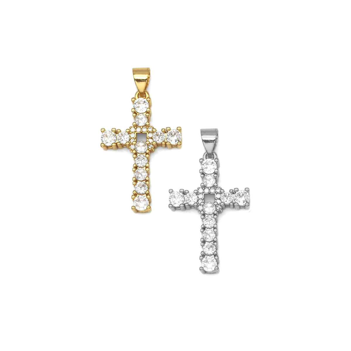 CZ Micro Pave Cross Shape Pendant, 18K Gold Filled Big CZ Cross Charm, Necklace Bracelet Charm Pendant, Sku#LK550
