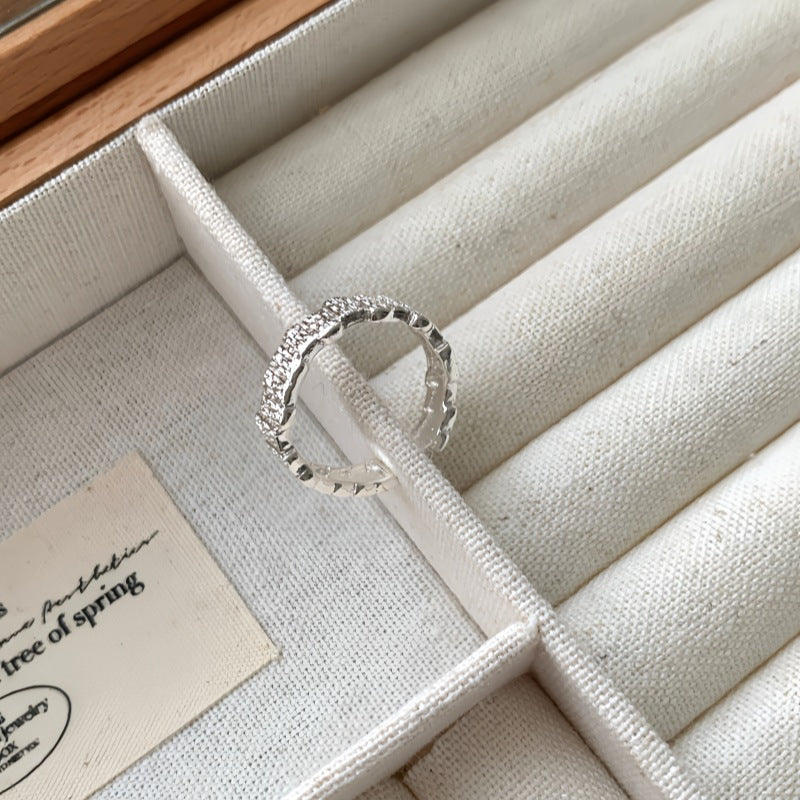 Minimalist Silver-Plated Plain Band Ring For Women, Anti-Fade Adjustable Open Ring, Korean Style Niche High-End Design