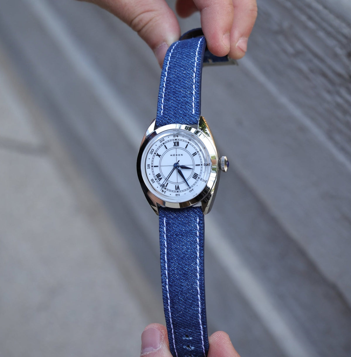 Denim Blue Jean Leather Watch Strap 21mm