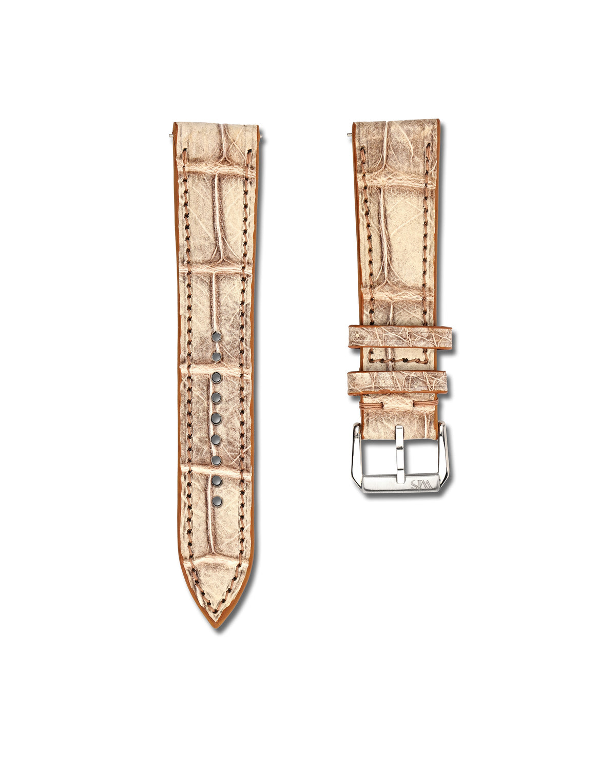 Desert Vein White Alligator Leather Watch Strap 19mm