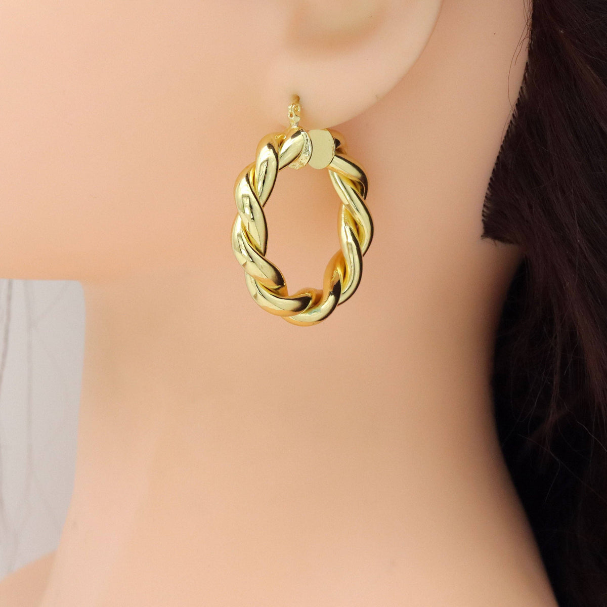 Shinny gold Twisted Hoop Earrings, Sku#LK997