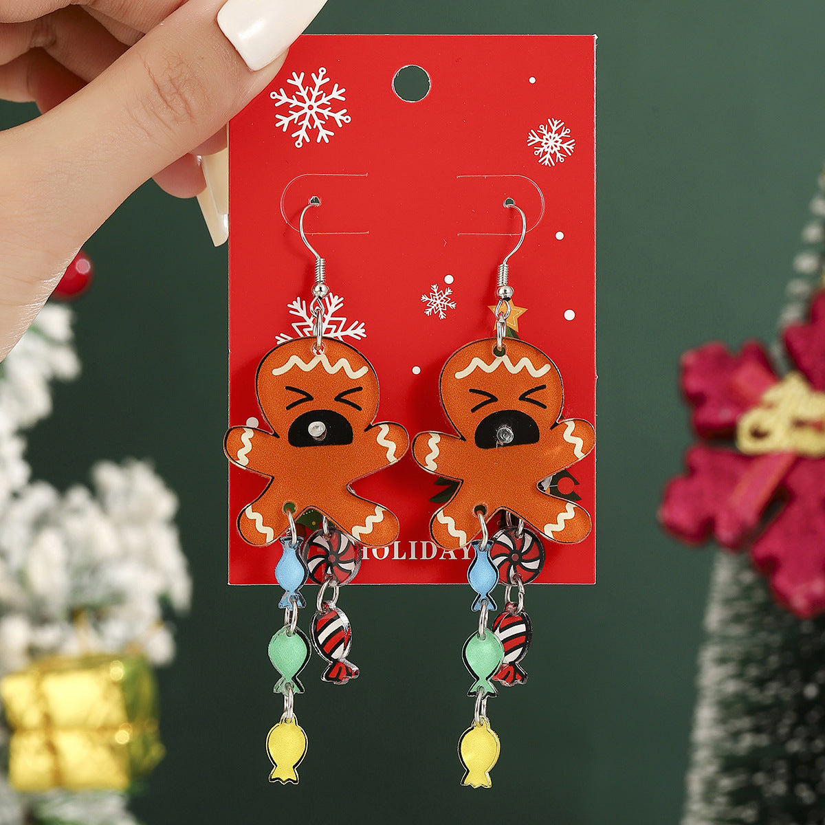 European And American Cross-Border Hot Selling New Christmas Pendant Earrings Cartoon Diamond Alloy Material Christmas Earrings Series Wholesale
