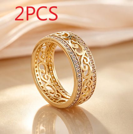 European And American-style Personalized Hollow-out Zircon Light-luxury Trendy Ring