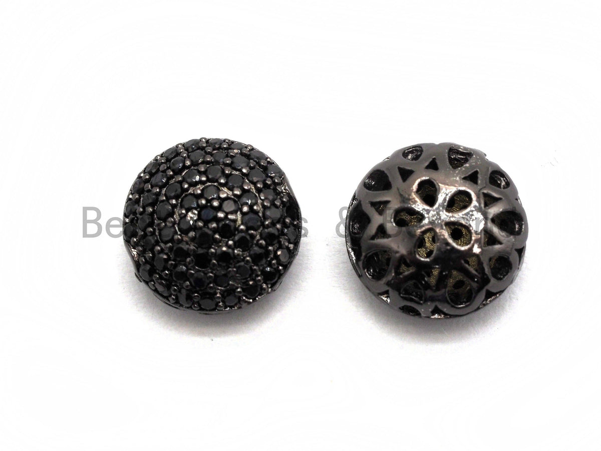 Black CZ Pave On Black Micro Pave Button Round Spacer Beads for Bracelet/Necklace, Spacer Beads, 11mm, sku#C98