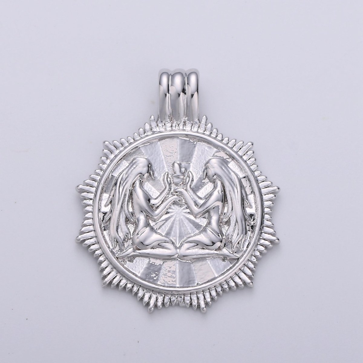 Double Sided Silver Zodiac Horoscope Sign Constellation Medallion Pendant Charm Coin Charm for Necklace Jewelry Making A-A1755-A-A1760