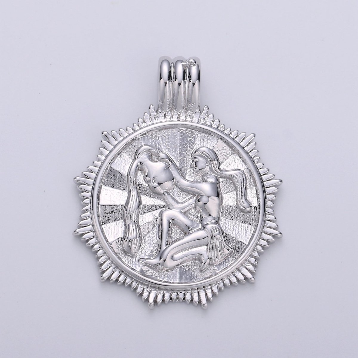 Double Sided Silver Zodiac Horoscope Sign Constellation Medallion Pendant Charm Coin Charm for Necklace Jewelry Making A-A1755-A-A1760