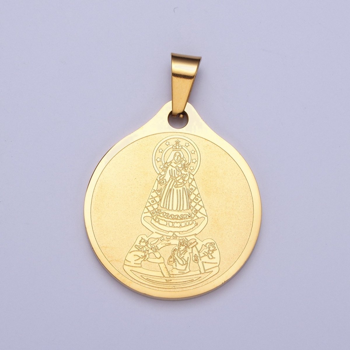 Double Sided Virgin Mary Charm Our Lady of Guadalupe Prayer Pendant in Spanish for Necklace Rosary Component X-657