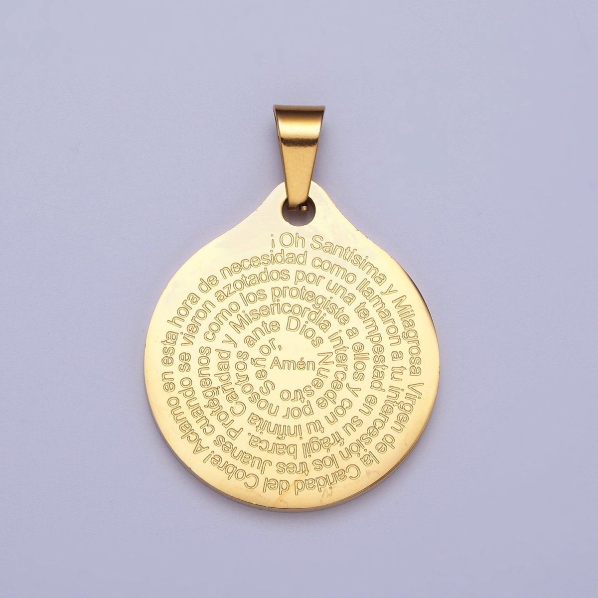 Double Sided Virgin Mary Charm Our Lady of Guadalupe Prayer Pendant in Spanish for Necklace Rosary Component X-657