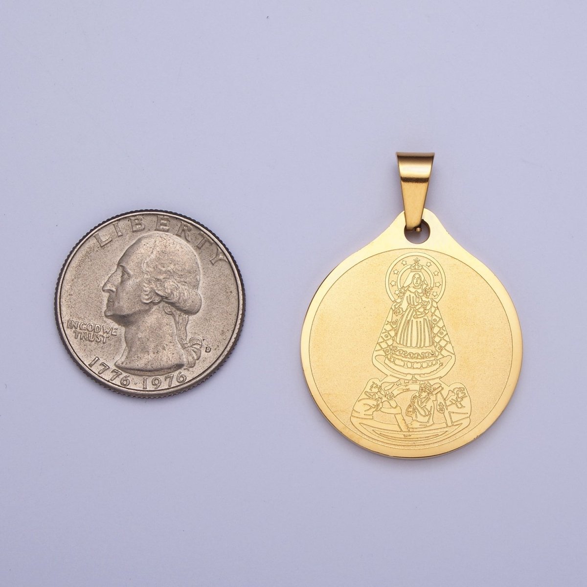 Double Sided Virgin Mary Charm Our Lady of Guadalupe Prayer Pendant in Spanish for Necklace Rosary Component X-657