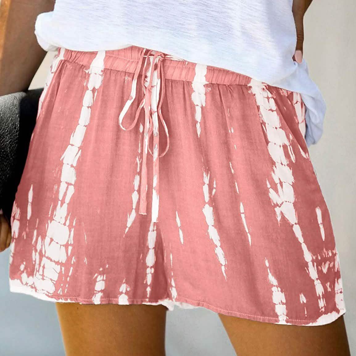 Doublju Women's Loose Fit Comfortable Elastic Waist Band and Strap Casual Shorts