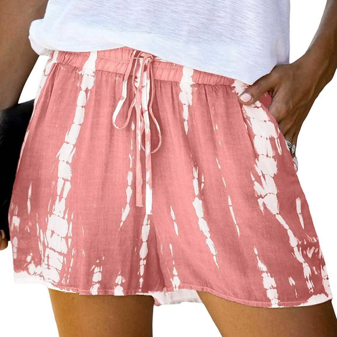 Doublju Women's Loose Fit Comfortable Elastic Waist Band and Strap Casual Shorts
