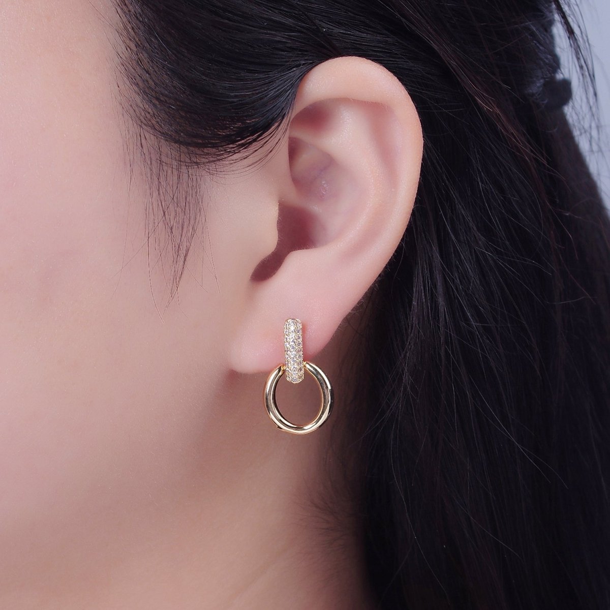 Drop Dangle Earrings, Round Circle Drop Earrings, Minimalist Jewelry T-388