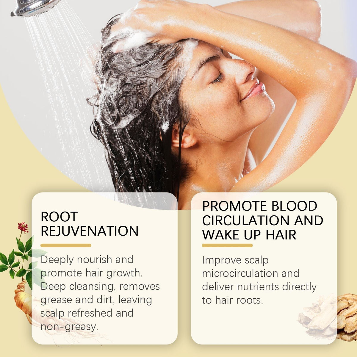 OUHOE Dark Hair Shampoo nourishes hair roots and improves dry and frizzy hair at the end