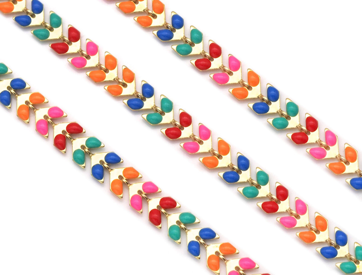Colorful Gold Arrow Enamel Chain by yard/Necklace,sku#HX03