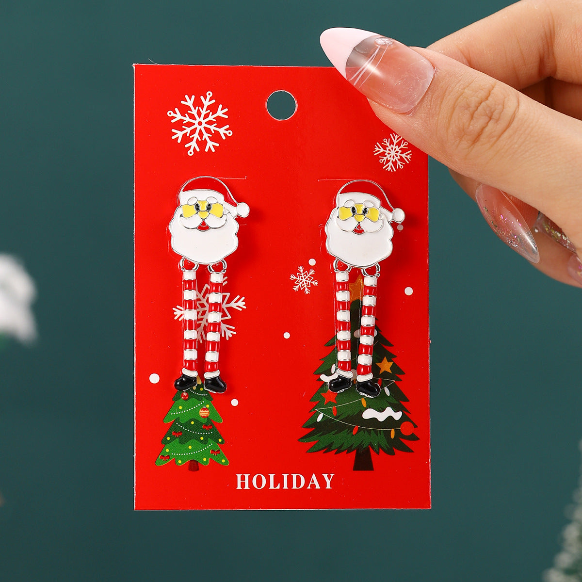 European And American Cross-Border Hot Selling New Christmas Pendant Earrings Cartoon Diamond Alloy Material Christmas Earrings Series Wholesale