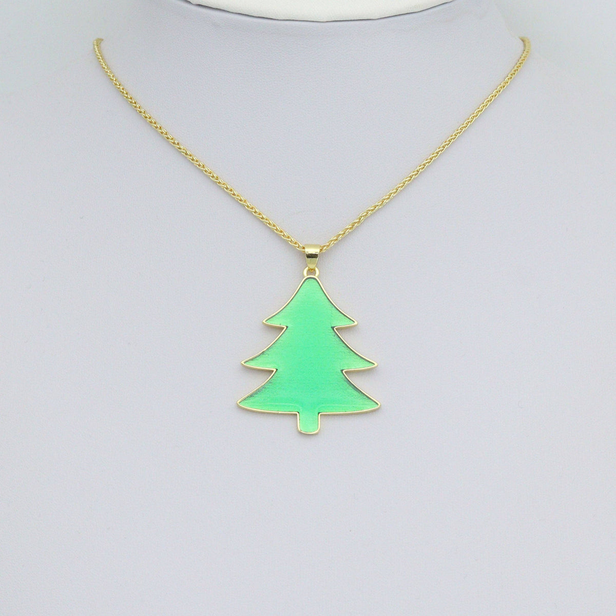 Green Enamel Gold Christmas cedar tree Charm Pendant,Sku#LK1207