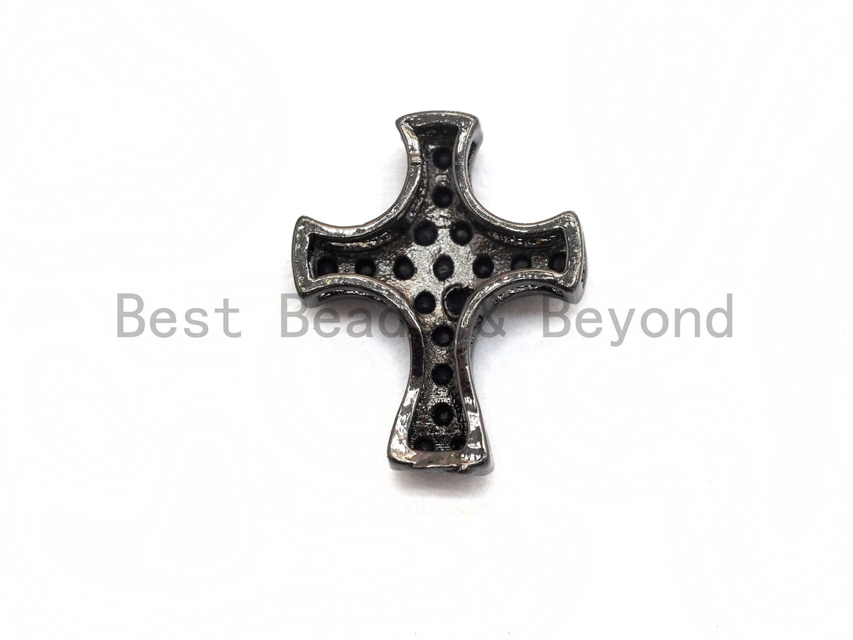Black CZ Pave On Black Micro Pave Cross Spacer, sku#C100