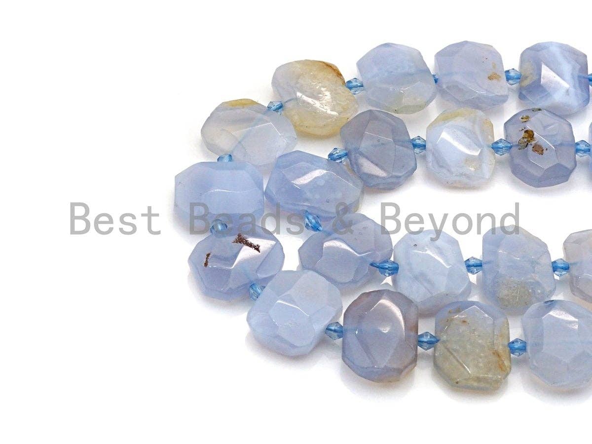 High Quality Natural Blue Chalcedony Rectangle Faceted Beads, Natural Chalcedony beads, 16x22mm, sku#U661