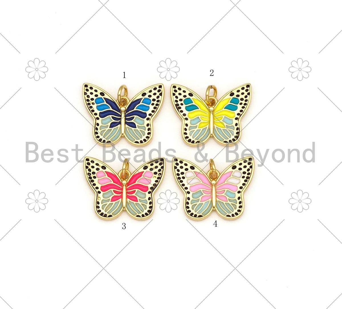 Colorful Enamel Butterfly Shape Pendant, 18K Gold Filled Butterfly Charm,Necklace Bracelet Charm Pendant,19x15mm,Sku#F1431