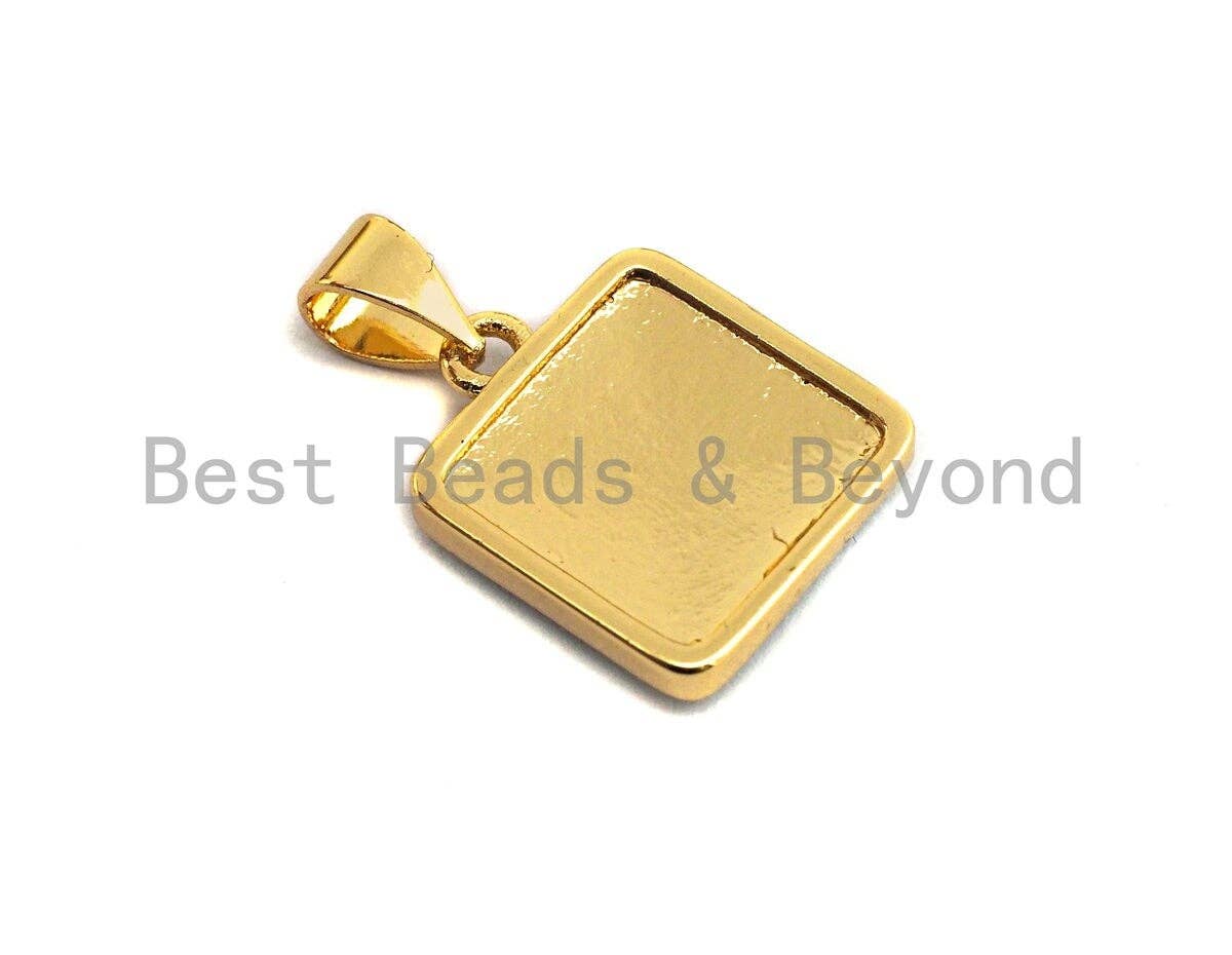 Enamel Colored Star on Square Pendant, CZ Micro Pave Oil Drop Square pendant, Enamel Jewelry,13x15mm,sku#F941