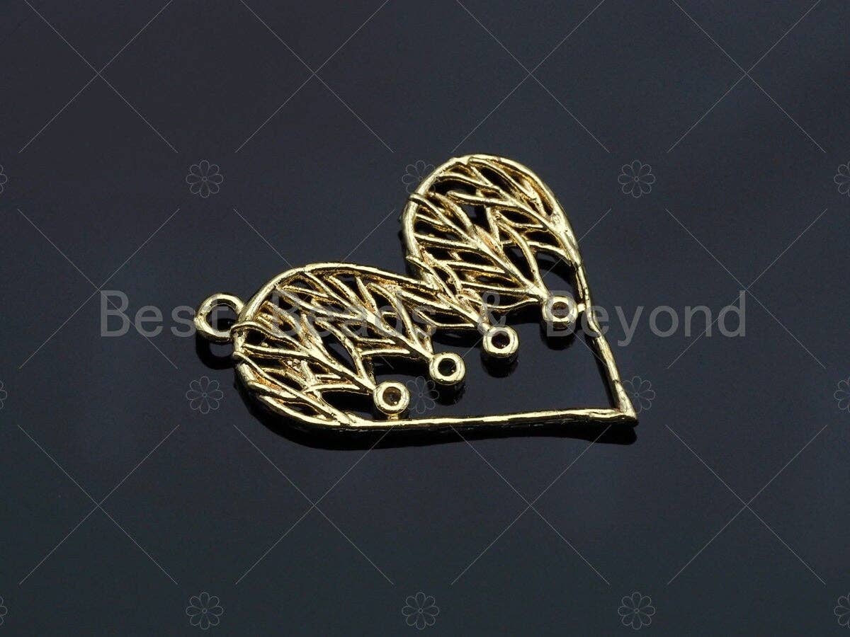 Filigree Colored Stone Gold Lacy Heart/Drop Charm, Brushed Gold Twisted Wire Charm Pendants for Earrings necklace making, sku#CP02