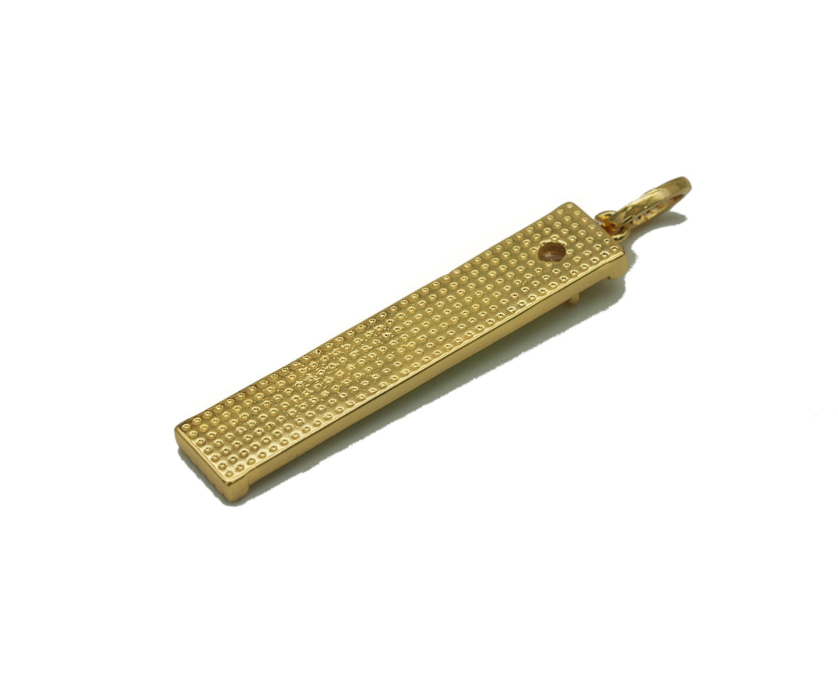 CZ Enamel Good Kiss Love Words On Long Bar Charm, Sku#LK651