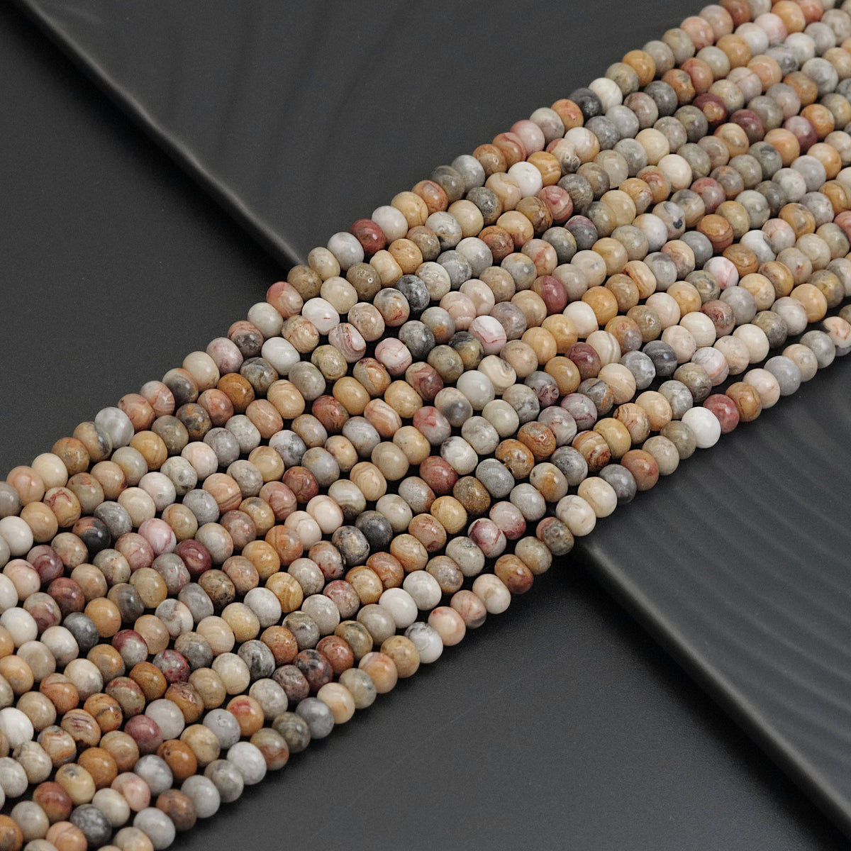 4x6mm Rondelle Smooth Crazy Lace Agate Beads, Sku#U1968