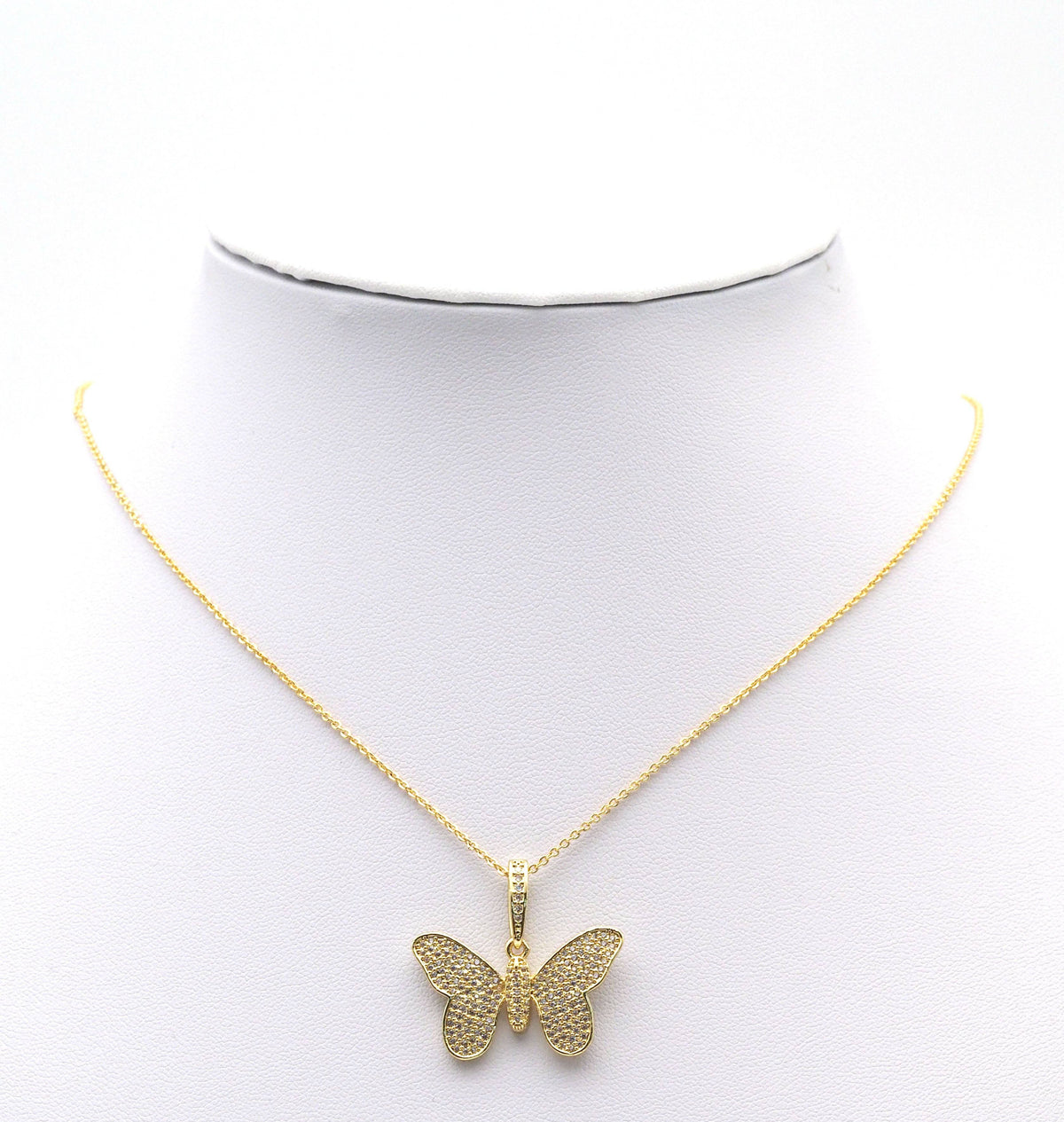 Gold Micro Pave CZ Butterfly Charm, Sku#F1520