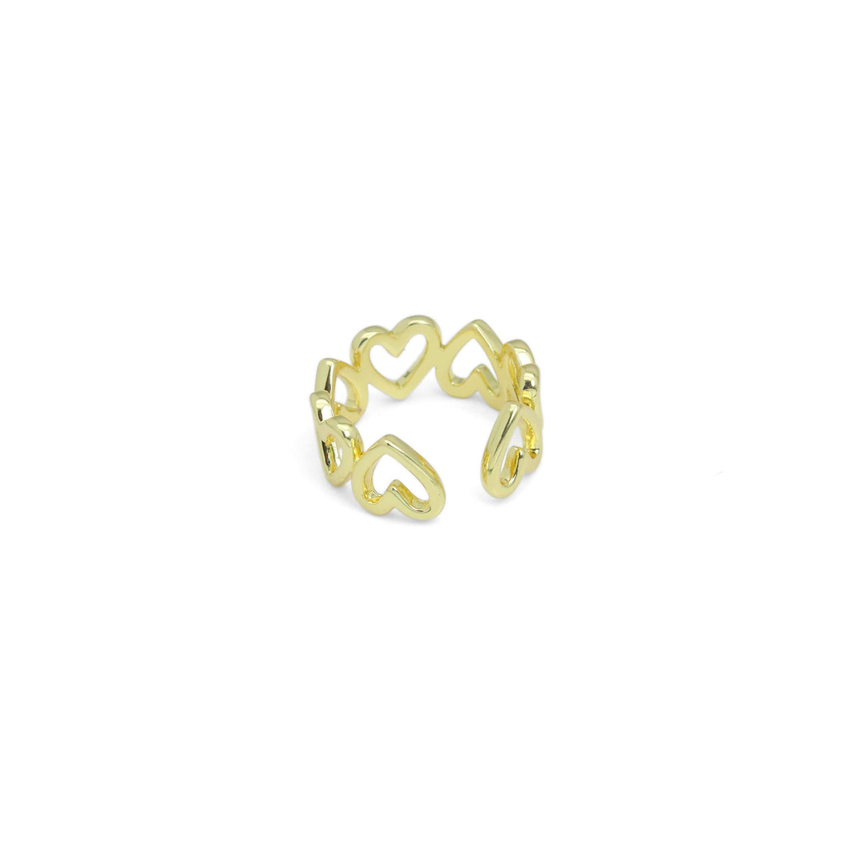 Gold Silver open Heart Adjustable Ring, Sku#A237