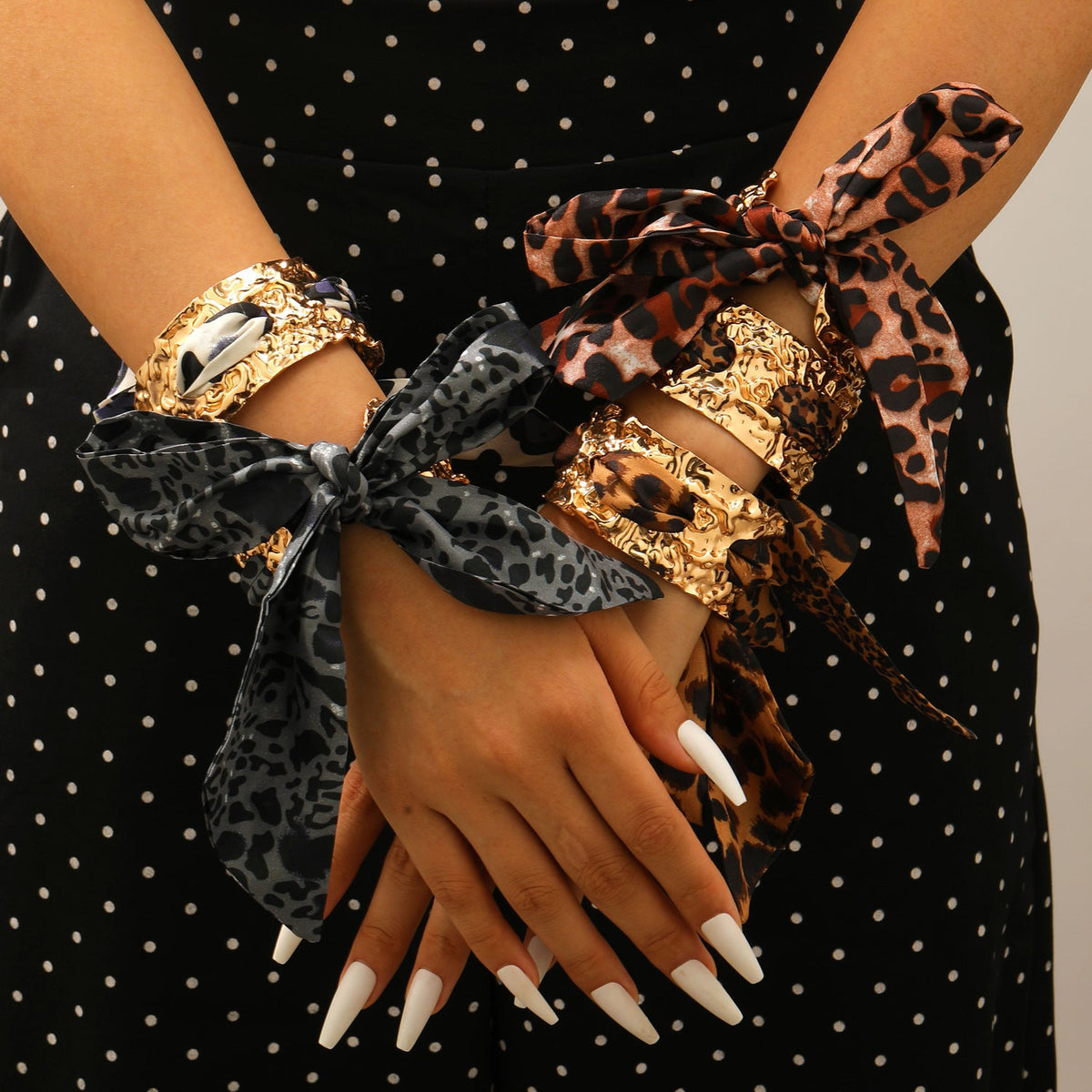 Leopard-print Silk Scarf Bracelet European And American Style