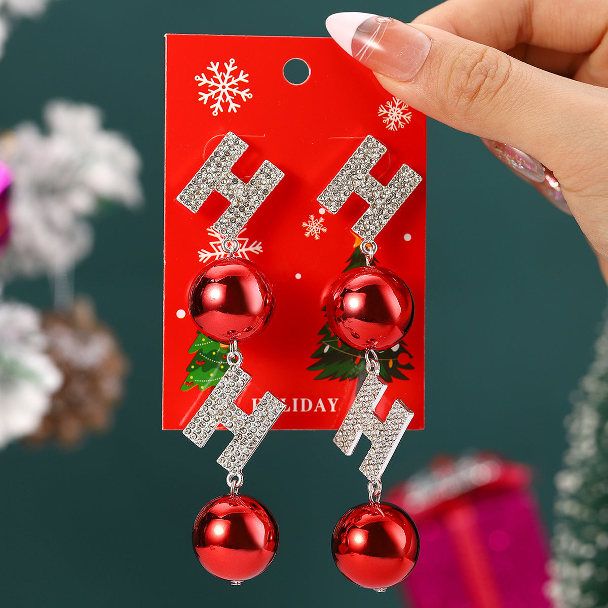 European And American Cross-Border Hot Selling New Christmas Pendant Earrings Cartoon Diamond Alloy Material Christmas Earrings Series Wholesale