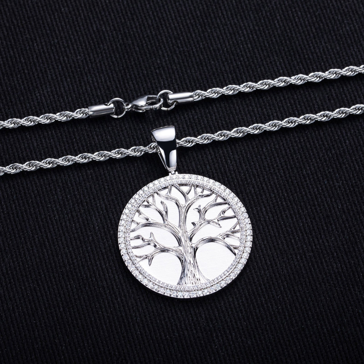 Minimalist Light-Luxury Copper Pendant With Diamonds Christmas Tree Design