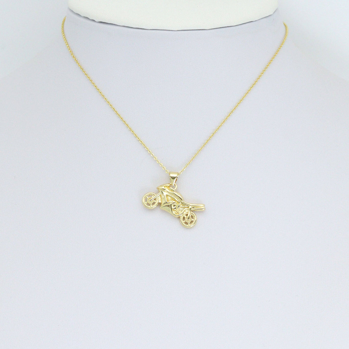 Gold 3D Motorbike motorcycle motor vehicle Charm Pendant, Sku#LD682