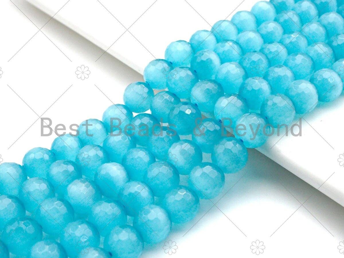 Special Cut Cat's Eye Blue Round Faceted Beads, 6mm/8mm/10mm/12mm Round Faceted, 15.5'' Full Strand, Sku#UA194C