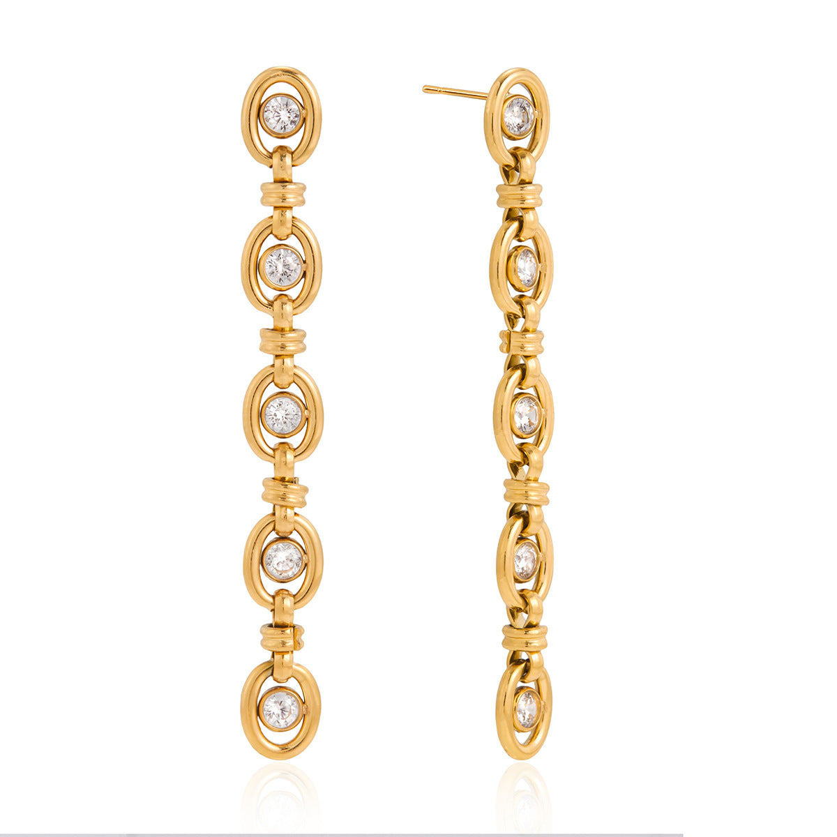 Zircon Chain Tassel Earrings and Bracelet Set