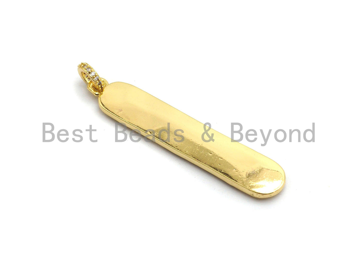 CZ Micro Pave Long Bar HOPE Pendant, Cubic Zirconia Strip Pendant, Micro pave Oval shape pendant, 50x9mm, sku#F647